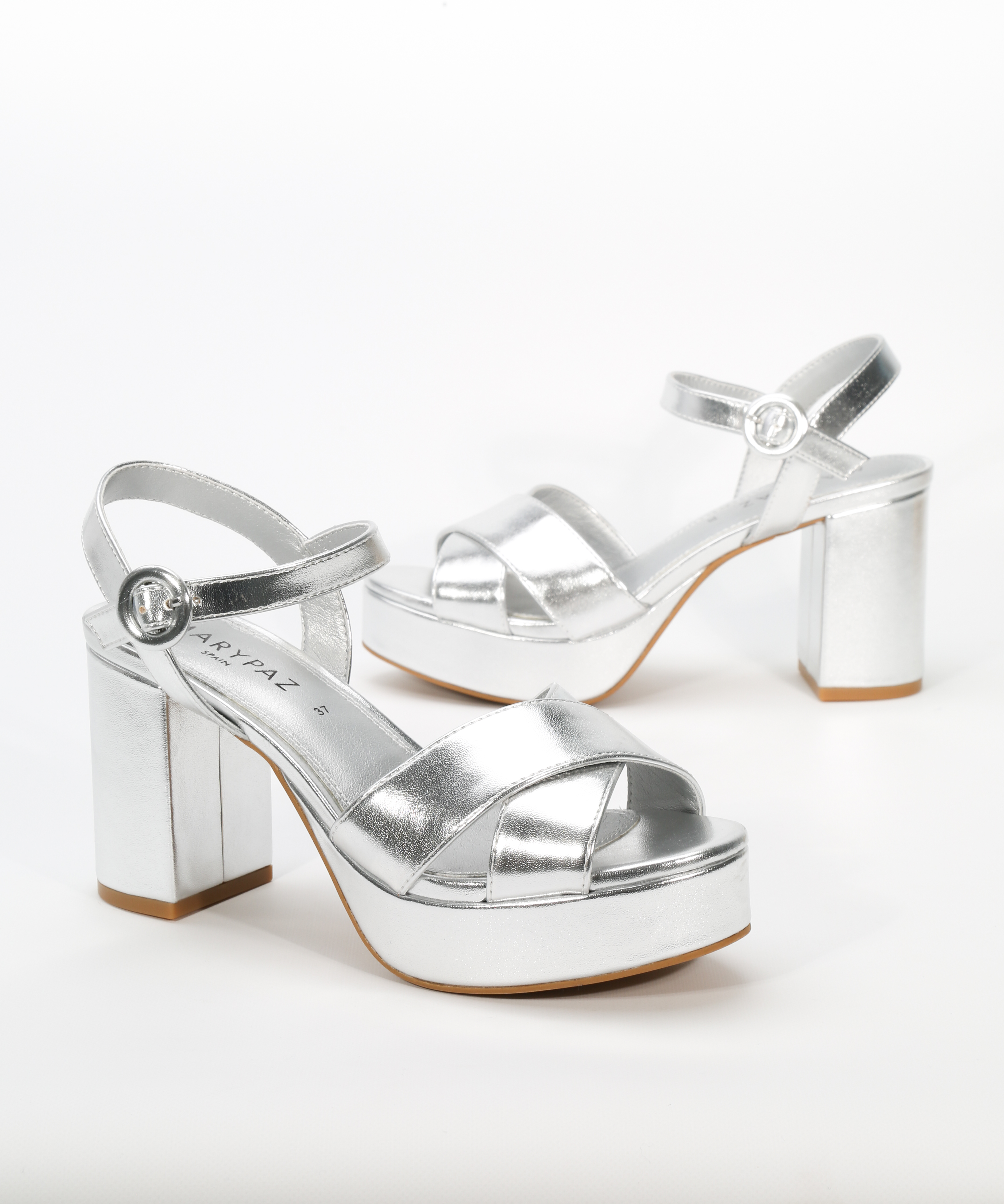 Sandalia tac&oacute;n tiras cruzadas image number null